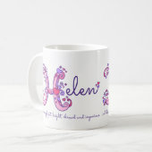 ヘレンの一流の意味ハートの花Hのモノグラムのマグ コーヒーマグカップ (正面左)