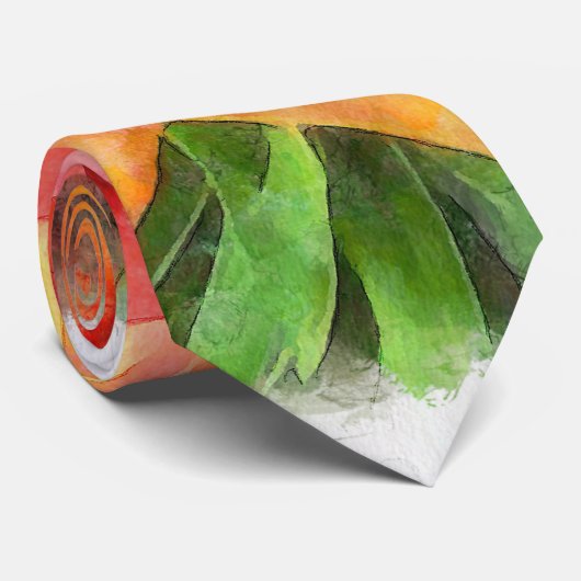 ヘレンの珊瑚色のユリの水色 ネクタイ (ロール)