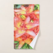 ヘレンの珊瑚色のユリの水色 バスタオルセット (ハンドタオル)