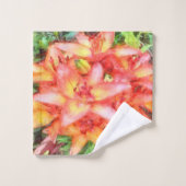 ヘレンの珊瑚色のユリの水色 バスタオルセット (ウォッシュタオル)