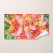 ヘレンの珊瑚色のユリの水色 バスタオルセット (ハンドタオル)