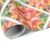 ヘレンの珊瑚色のユリの水色 ラッピングペーパー (ロールコーナー)