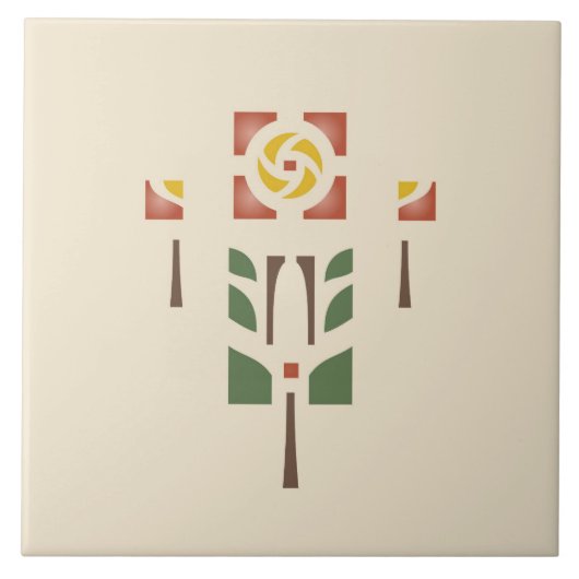 ヘレンの養育関係の"茶バラ" タイル (正面)