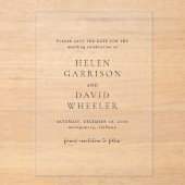 ヘレンクラシックエレガントな結婚式の日付を保存 アクリル招待状 (正面)