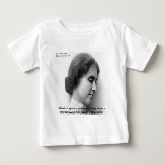ヘレン・ケラーと有名なろうあ者の引用 ベビーTシャツ (正面)