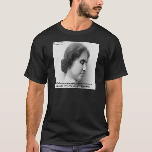 ヘレン・ケラーと有名なろうあ者の引用 Tシャツ (正面)