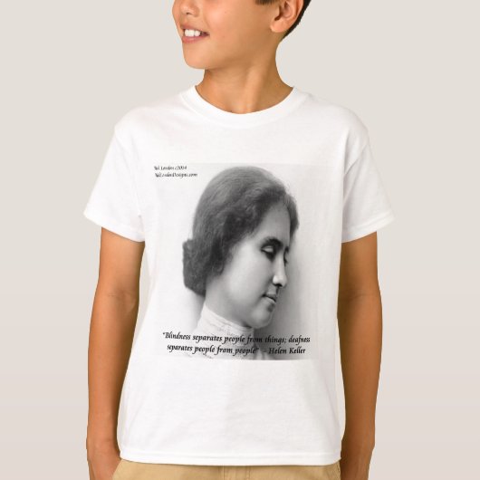 ヘレン・ケラーと有名なろうあ者の引用 Tシャツ (正面)