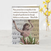 ヘレン・ケラーのコラージュの引用文の挨拶状 カード (黄色い花)