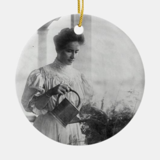 ヘレン・ケラーの水生植物のポートレート セラミックオーナメント (正面)