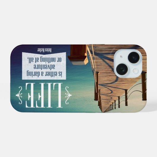 ヘレン・ケラー感動的引用文「アドベンチャー」 iPhone 15ケース (裏面横)