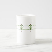 ヘレン・フォスター「プレーリーフリーズ」ステンシルパターン ボーンチャイナマグカップ (正面)