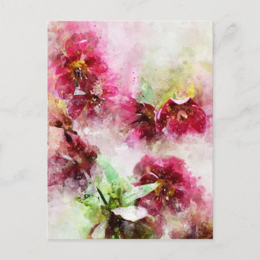 ヘレ絵画ボア花の水色 ポストカード (正面)