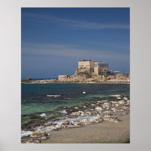 ヘロデによって建てられた港のシーザーレ素晴らしア遺跡 ポスター (正面)