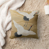 ヘロンが飛ぶ:月と金ゴールドの陶器 クッション (ブランケット)