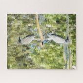 ヘロンは池で（そして反射）;自然 ジグソーパズル (横)