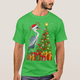 ヘロンバード照明クリスマスツリーサンタハットヘロンチ Tシャツ