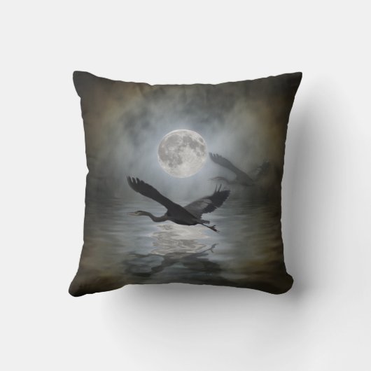 ヘロンムーンファンタジー野生動物ヘロン愛好家 クッション (裏面)