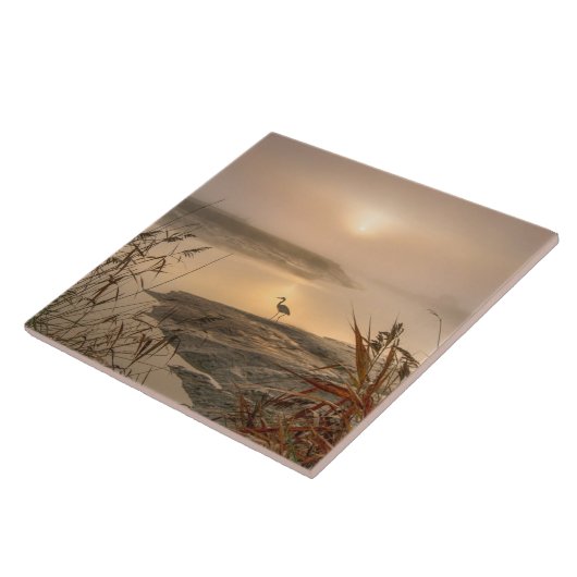 ヘロン天国 – 湖の風景 タイル (側面)