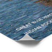 ヘロン威厳のある鳥ビーチブルーウェーブ写真 ポスター (角)