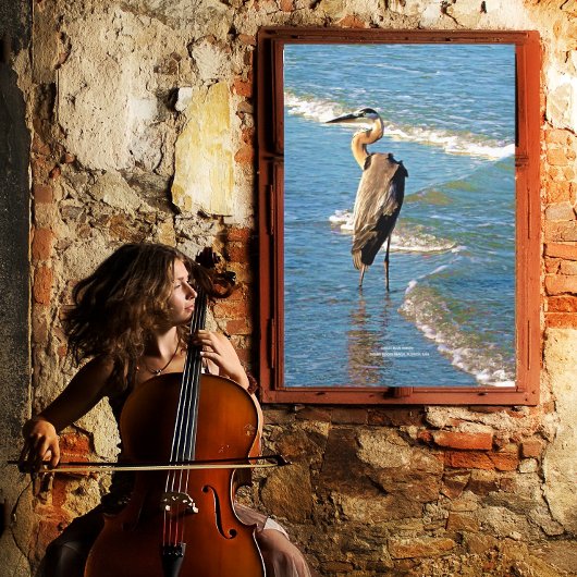 ヘロン威厳のある鳥海波米国フロリダ キャンバスプリント