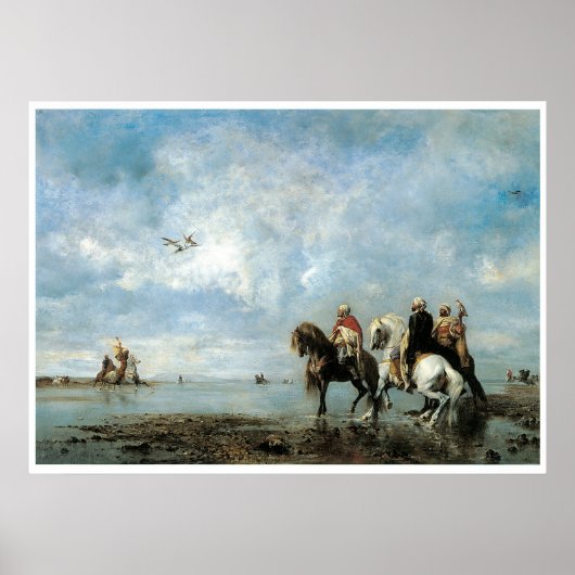 ヘロン狩り（アルジェリア）、1865年Eugene Fromentin ポスター (正面)