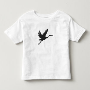 ヘロン飛んでいるシルエット-背景色を選択 トドラーTシャツ