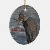 ヘロン魚釣り沿岸メリークリスマス セラミックオーナメント (右)