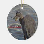ヘロン魚釣り沿岸メリークリスマス セラミックオーナメント (左)
