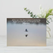 ヘロン鳥の平和な湖バイブル聖句フラットカード サンキューカード (スタンド正面)