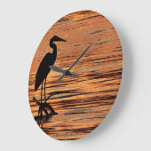 ヘロン・アット・サンセット ラージ壁時計 (傾斜)