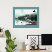 ヘロン，エグルト，カラス，トンボ，荒野の芸術 ポスター (ホームオフィス)