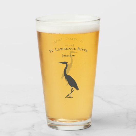 ヘロン・エグレットのシルエット海岸湿地の鳥 タンブラーグラス (ドリンク正面)