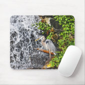 ヘロン、月&滝の撮影マウスマット マウスパッド (マウス)