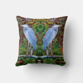 ヘロン：灰色、緑色の茶色のタンパターン クッション (裏面)