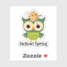 ヘロール春かわいいフクロウこんにちは春 シール