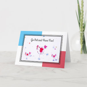 ヘンアンドチックローラースケートで滑る誕生日カード カード