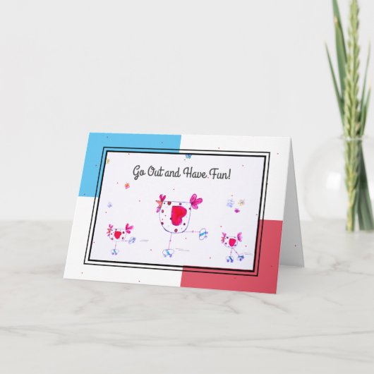 ヘンアンドチックローラースケートで滑る誕生日カード カード (正面)