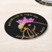 ヘンインピンククラウンカスタムバチェロレッテ ラウンドペーパーコースター (アングル)