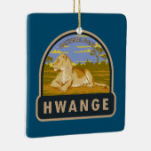 ヘンゲ国立公園ジンバブエ旅行芸術ヴィンテージ セラミックオーナメント (右)