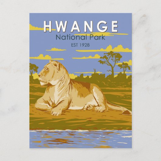 ヘンゲ国立公園ジンバブエ旅行芸術ヴィンテージ ポストカード (正面)