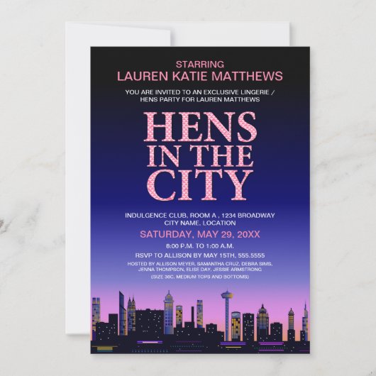 ヘンズアンドランジェリー映画ポスターパーティー 招待状 (正面)