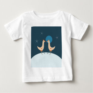ヘンズナイトパーティー 面白いニワトリ 月 ベビーTシャツ