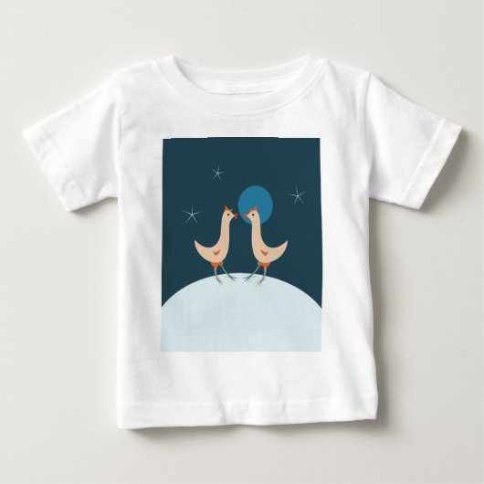ヘンズナイトパーティー 面白いニワトリ 月 ベビーTシャツ (正面)