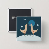 ヘンズナイトパーティー 面白いニワトリ 月 缶バッジ (正面&裏面)