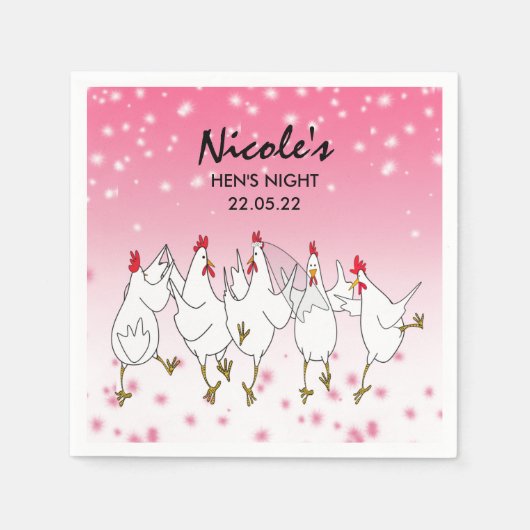 ヘンズナイトピンクパーソナライズされたのスパークル紙ナプキン スタンダードカクテルナプキン (正面)