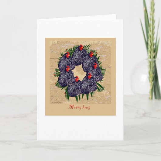 ヘンズメリークリスマスリース（裏庭の鶏） シーズンカード (正面)