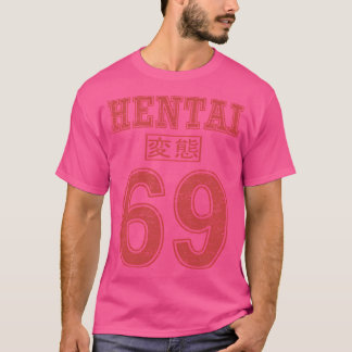 ヘンタイ69アニメ文字タイポグラフィかわいいおもしろいアニメ Tシャツ