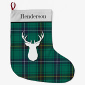 ヘンダーソンパーソナライズされたタータンチェックグリーンチェックプライド ラージクリスマスストッキング (正面)