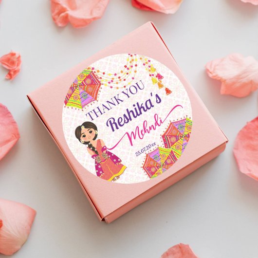 ヘンディのおしゃれなインドの花嫁傘感謝の気持ち ラウンドシール