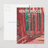 ヘンディウッズ州パークカリフォルニアバッジヴィンテージ ポストカード (正面/裏面)